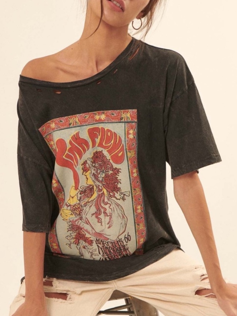 Vintage Canvas Pink Floyd Distressed Graphic T-Shirt Oversized Women's Large